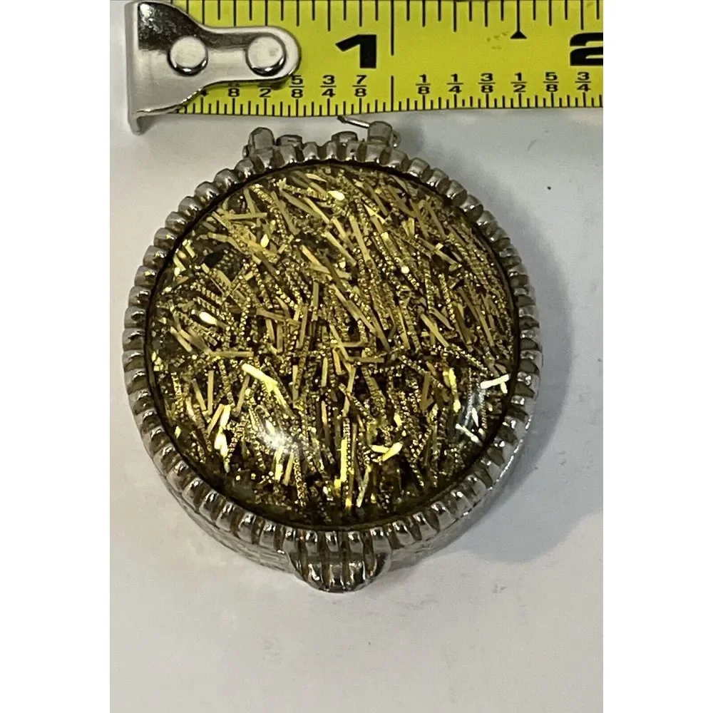 Vintage MCM Silver And Gold Confetti‎ Shred Jewelry Box Pill Holder **READ**